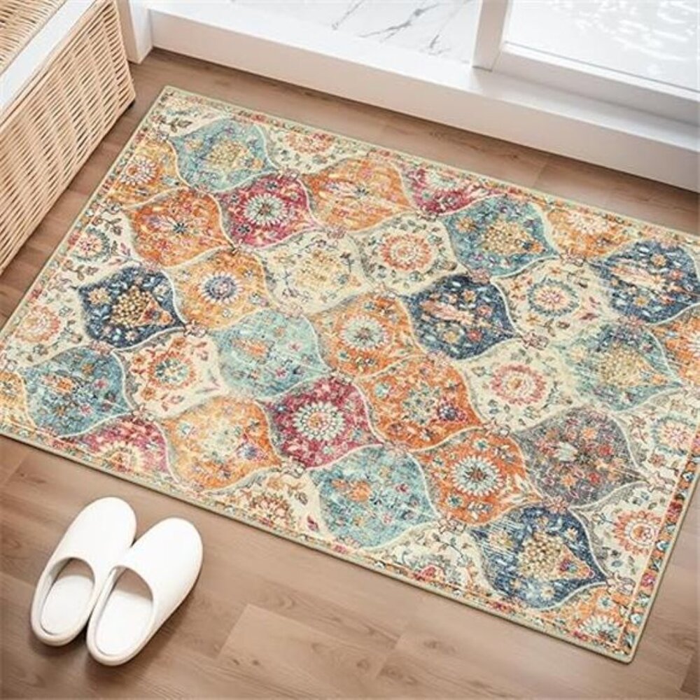 Moroccan Trellis Washable Rug, 2x3 Kitchen Rugs for Entryway Bathroom, Non-Slip - Picture 7 of 7